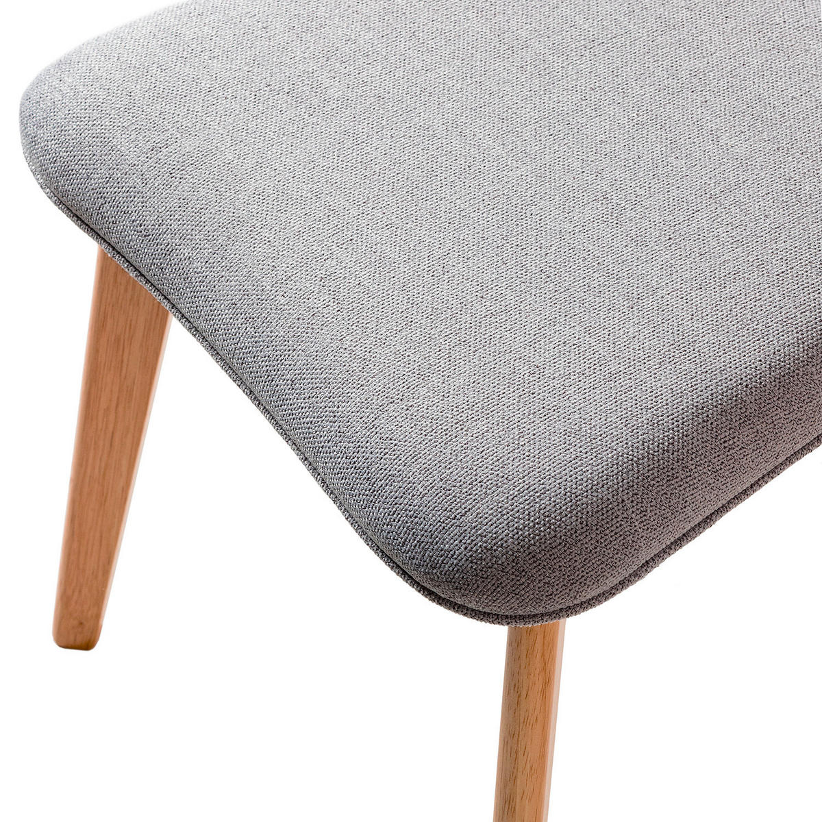 STUHL Flachgewebe Naturfarben, Hellgrau Kautschukholz massiv  - Hellgrau/Naturfarben, MODERN, Holz/Textil (49.5/80/49.5cm) - home24