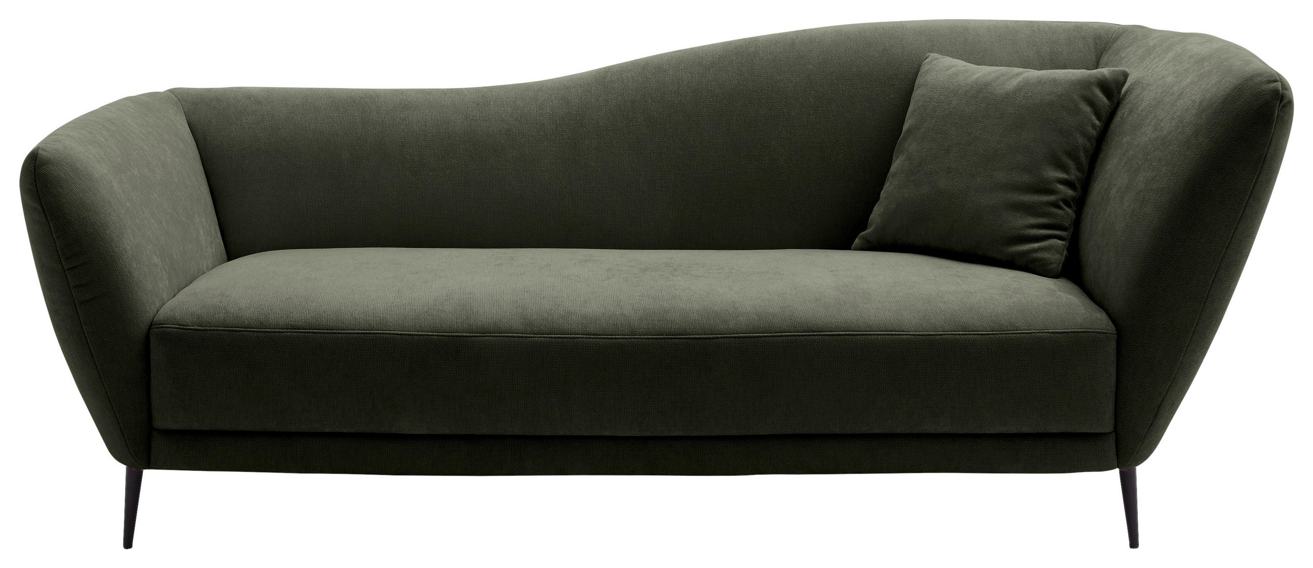 RÉCAMIERE Olivgrün Chenille Zierkissen, Rücken echt  - Schwarz/Olivgrün, KONVENTIONELL, Textil/Metall (224/70/97cm) - Hom`in