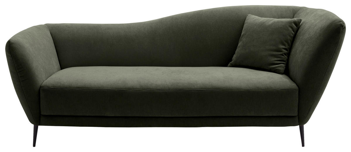 RÉCAMIERE Olivgrün Chenille Zierkissen, Rücken echt  - Schwarz/Olivgrün, KONVENTIONELL, Textil/Metall (224/70/97cm) - Hom`in