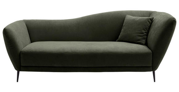 RÉCAMIERE Olivgrün Chenille Zierkissen, Rücken echt  - Schwarz/Olivgrün, KONVENTIONELL, Textil/Metall (224/70/97cm) - Hom`in