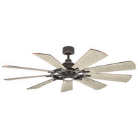 Ventilator mit Beleuchtung Gentry 165/42 cm  - Walnussfarben/Zinkfarben, Basics, Glas/Holz (165/42cm) - Elstead Lighting