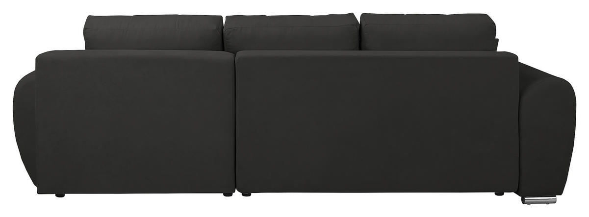 ECKSOFA in Mikrofaser Dunkelgrau  - Dunkelgrau/Silberfarben, Design, Textil/Metall (256/175cm) - Livetastic