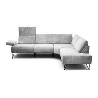 ECKSOFA Cosy Hellgrau Samt  - Hellgrau/Schwarz, Design, Textil/Metall (248-263/193cm) - SENSOO