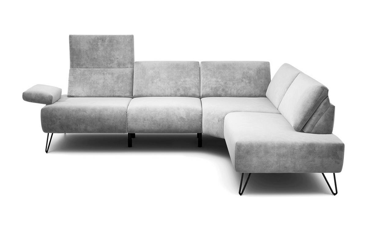 ECKSOFA Cosy Hellgrau Samt  - Hellgrau/Schwarz, Design, Textil/Metall (248-263/193cm) - SENSOO