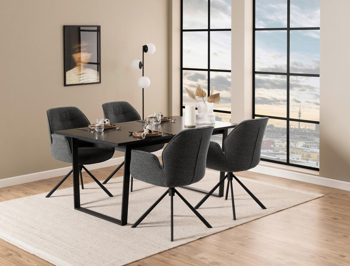 STOLICA S NASLONOM ZA RUKE  antracit  tekstil      - crna/antracit, Design, tekstil/metal (60,5/91/62cm) - MID.YOU