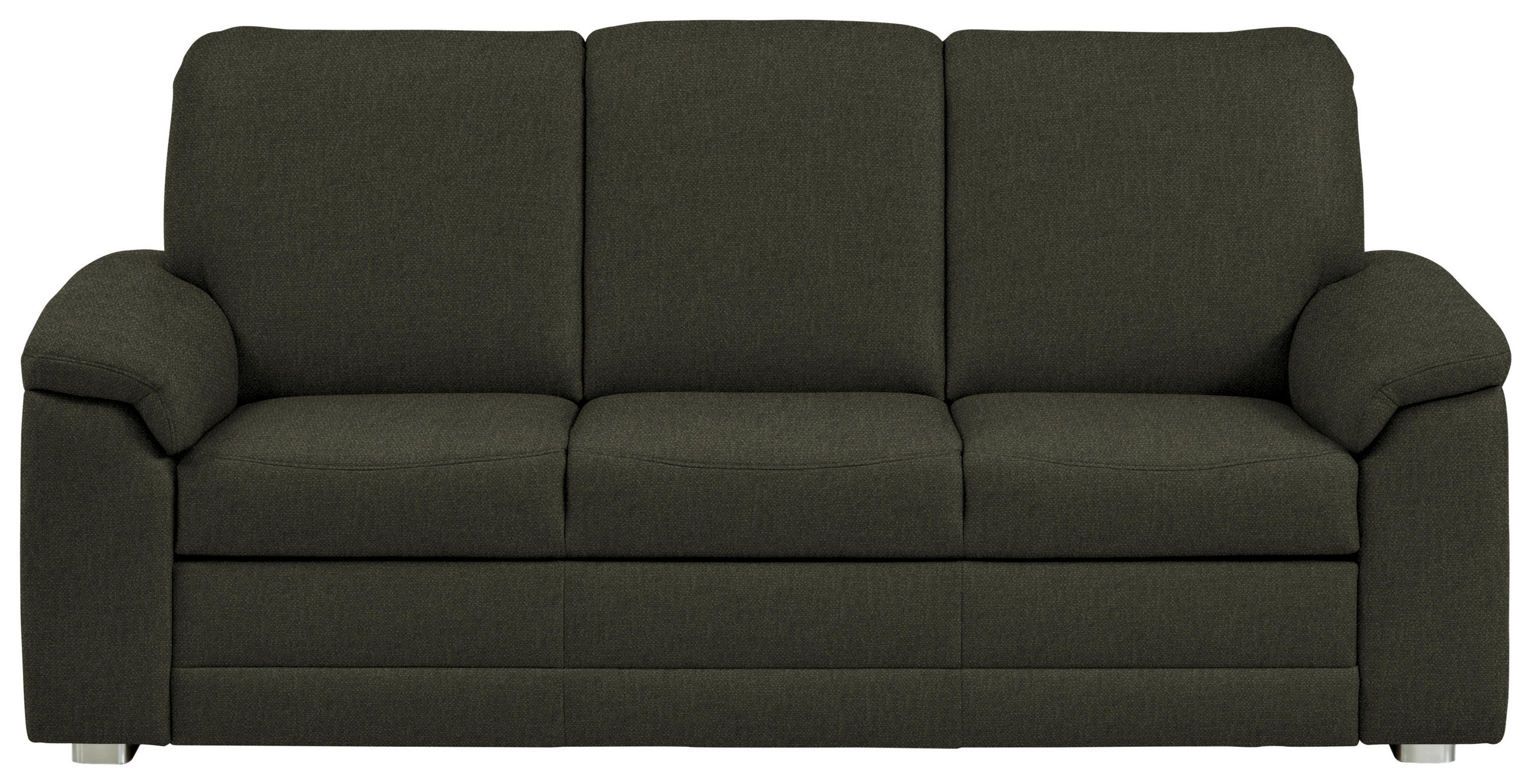 3-SITZER-SOFA Chenille Dunkelgrün  - Dunkelgrün/Alufarben, Konventionell, Textil/Metall (208/96/89cm) - Beldomo Comfort