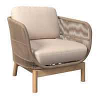 LOUNGE FOTEL  - bézs/akáciaszínű, Natur, textil/fa (76/68/80cm) - Ambia Garden