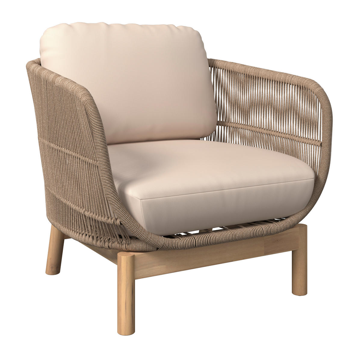 LOUNGE FOTEL  - bézs/akáciaszínű, Natur, textil/fa (76/68/80cm) - Ambia Garden