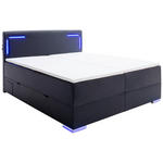 BOXSPRINGBETT 160/200 cm  in Schwarz  - Silberfarben/Schwarz, Design, Kunststoff/Textil (160/200cm) - Xora