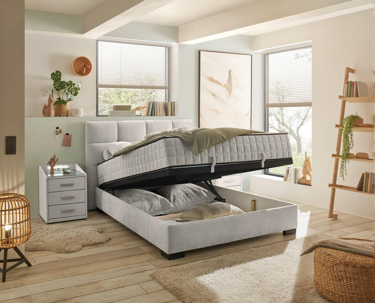 BOXBETT 140/200 cm  in Beige  - Beige/Schwarz, Modern, Holzwerkstoff/Kunststoff (140/200cm) - MID.YOU