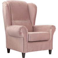 OHRENSESSEL in Plüsch Rosa  - Schwarz/Rosa, Design, Holz/Textil (94/112/92cm) - MID.YOU