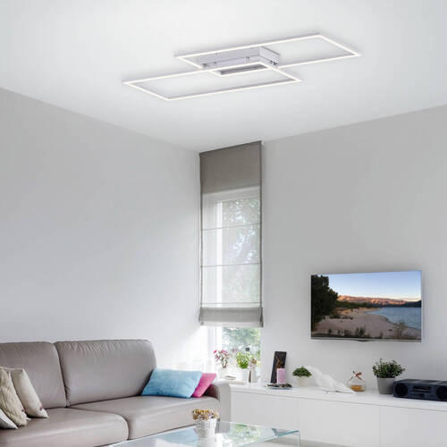 LED-DECKENLEUCHTE Inigo 83,6/24,2/6,8 cm   - Chromfarben/Nickelfarben, Design, Kunststoff/Metall (83,6/24,2/6,8cm) - Paul Neuhaus