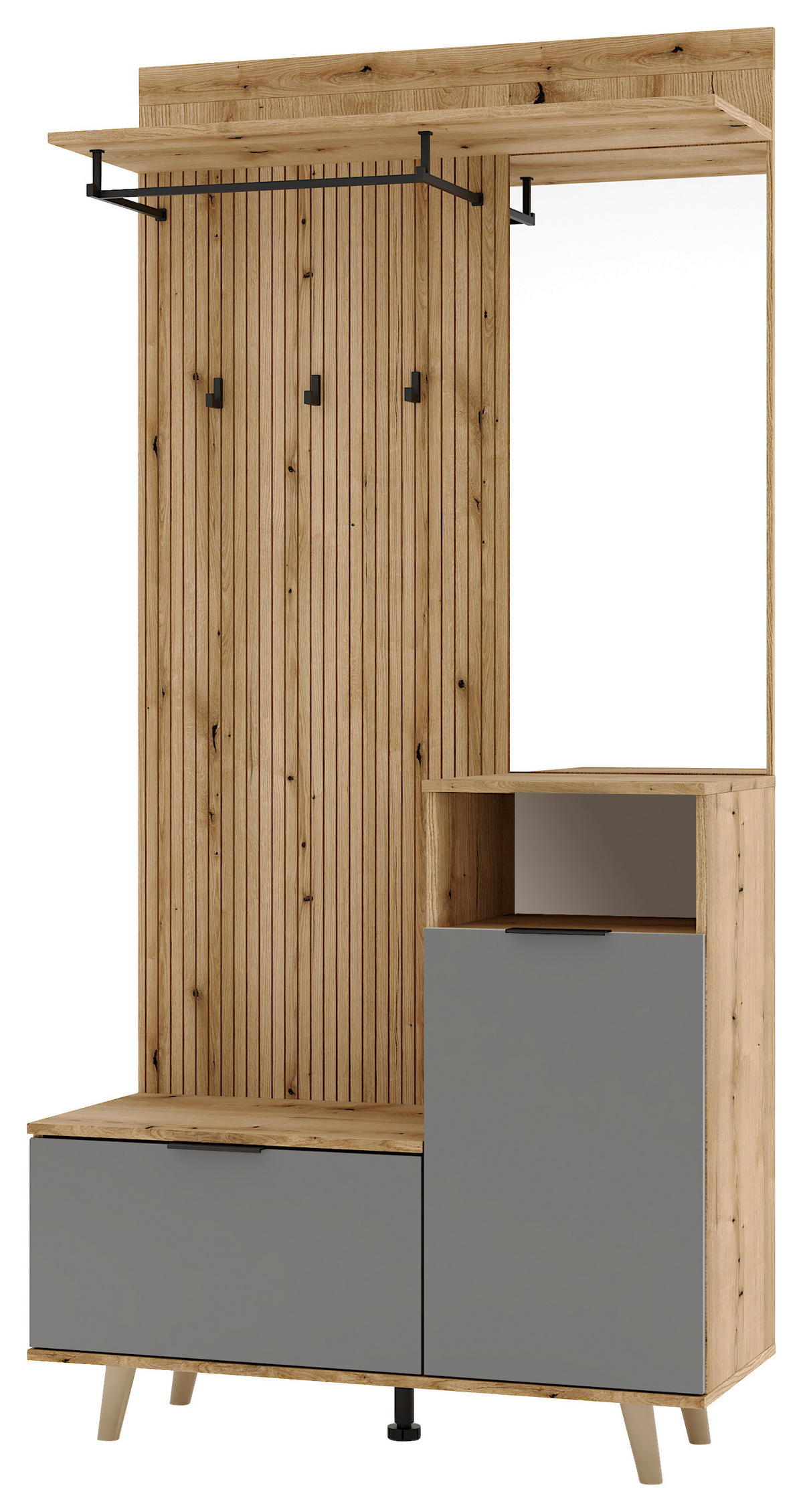 GARDEROBE  in 100/204/40 cm  - Eichefarben/Graphitfarben, Design, Holzwerkstoff (100/204/40cm) - Boxxx