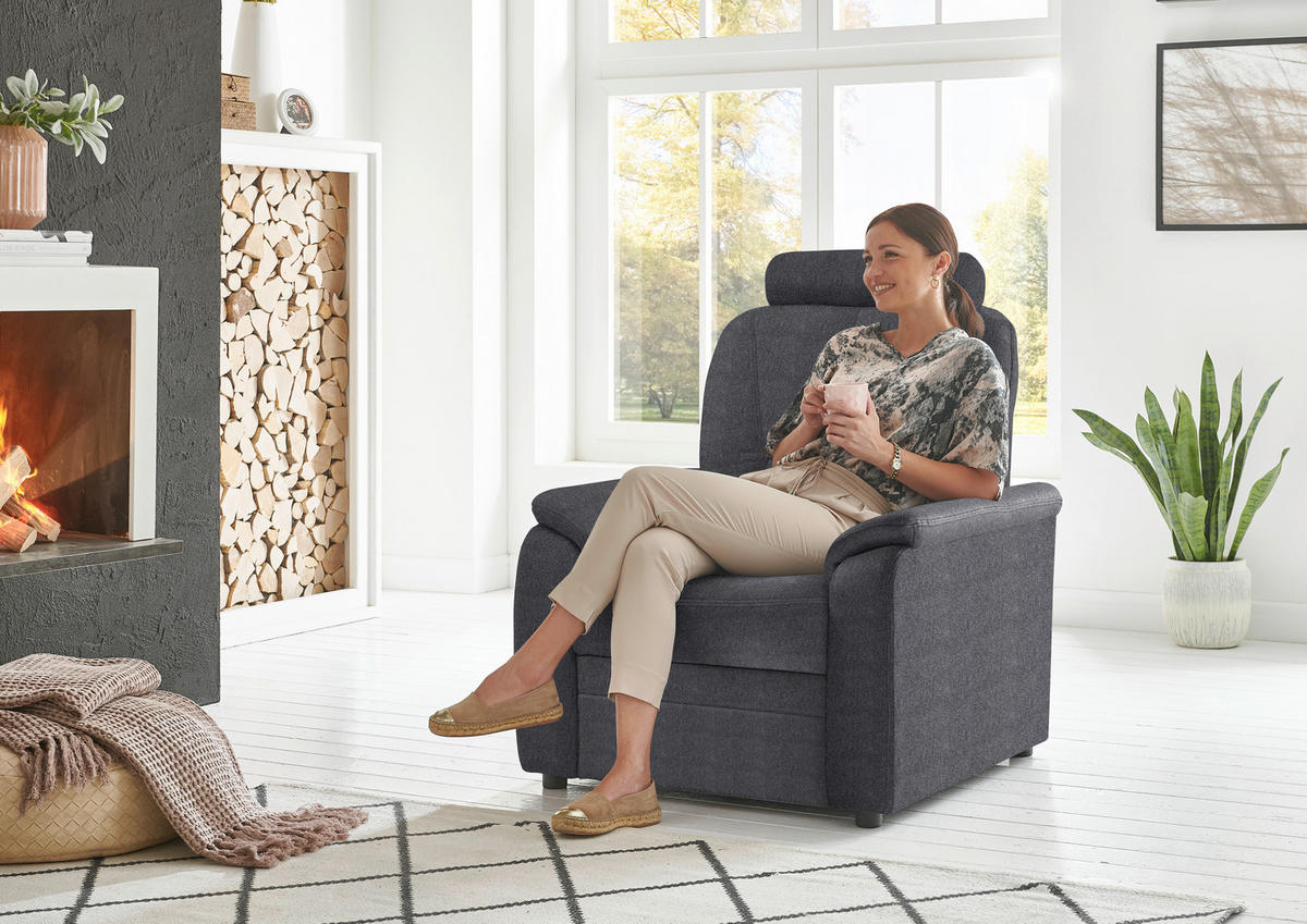 FERNSEHSESSEL Chenille Dunkelgrau  - Dunkelgrau/Schwarz, Konventionell, Kunststoff/Textil (90/96/89cm) - Beldomo Comfort