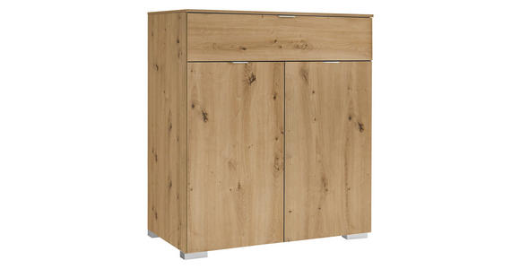 KOMMODE , 80/96/40 cm, 1 Schublade(n)  - Alufarben/Eiche Artisan, Holzwerkstoff/Kunststoff (80/96/40cm) - Moderano