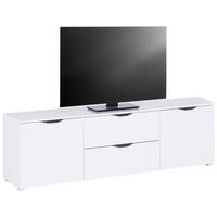 TV MIZICA bela, bela, visoki sijaj  - srebrne barve/črna, Moderno, kovina/umetna masa (180/55/40cm) - Livetastic