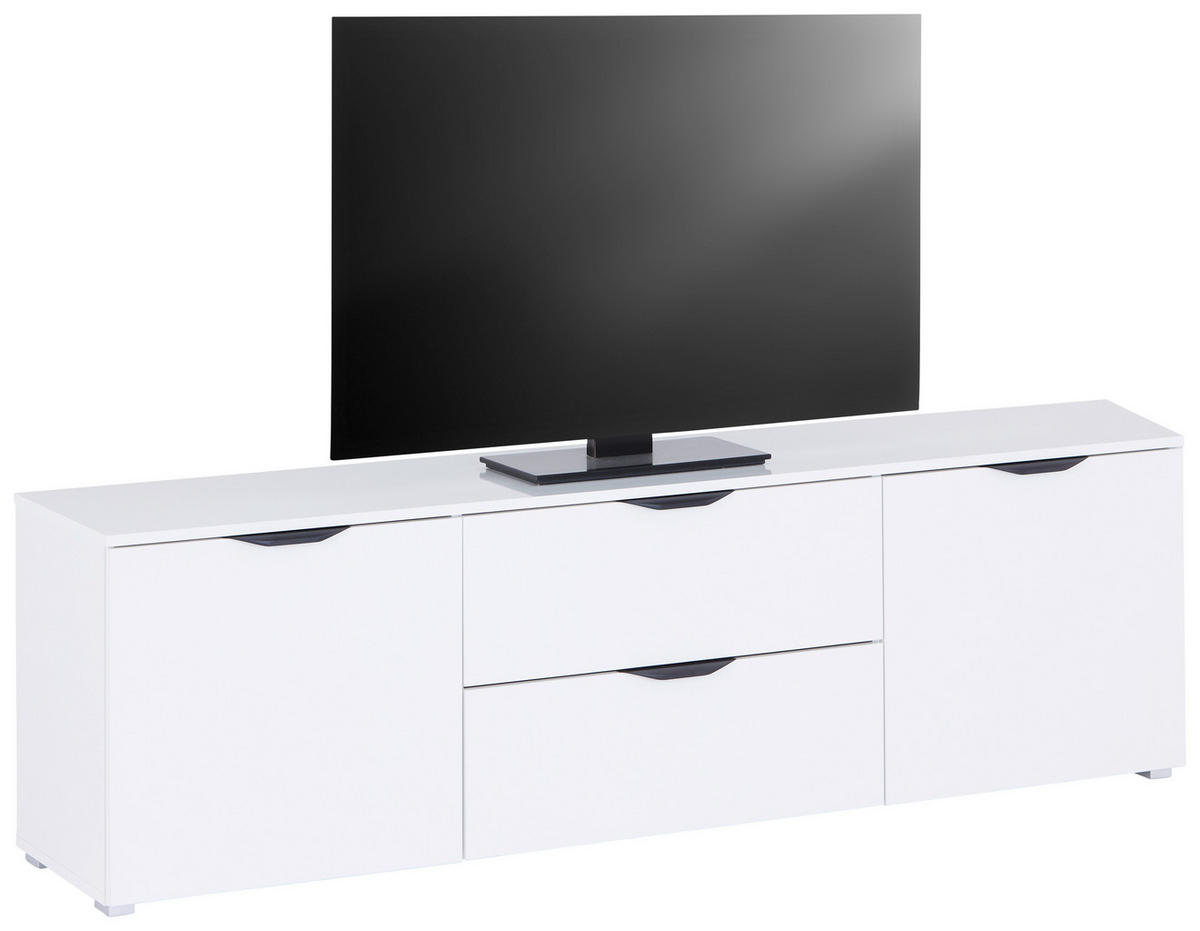 TV MIZICA bela, bela, visoki sijaj  - srebrne barve/črna, Moderno, kovina/umetna masa (180/55/40cm) - Livetastic