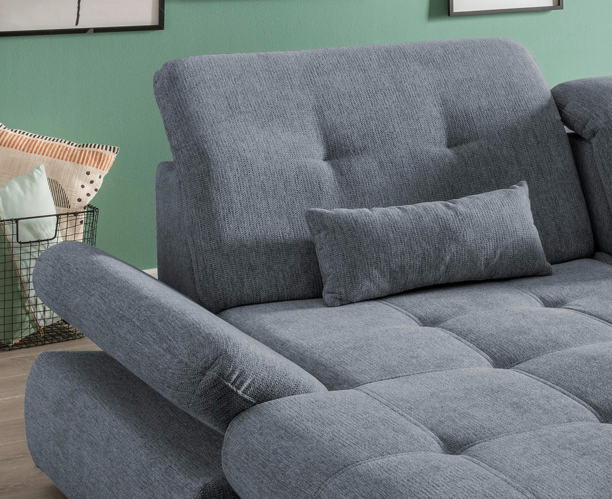 ECKSOFA in Chenille Hellblau  - Chromfarben/Hellblau, Design, Textil/Metall (196/300cm) - Livetastic