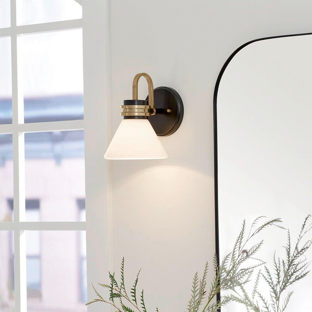 BADEZIMMER-WANDLEUCHTE - Weiss/Champagner, Konventionell, Glas/Metall (24/17,8/21,5cm) - Elstead Lighting