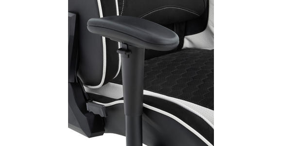 GAMINGSTUHL in Lederlook, Mikrofaser Schwarz, Weiß - Schwarz/Weiß, Design, Kunststoff/Textil (72/128-138/72cm) - Xora