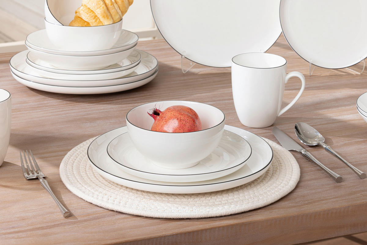 Serviciu De Masă Complet 20 piese  - alb/negru, Design, ceramică - Novel