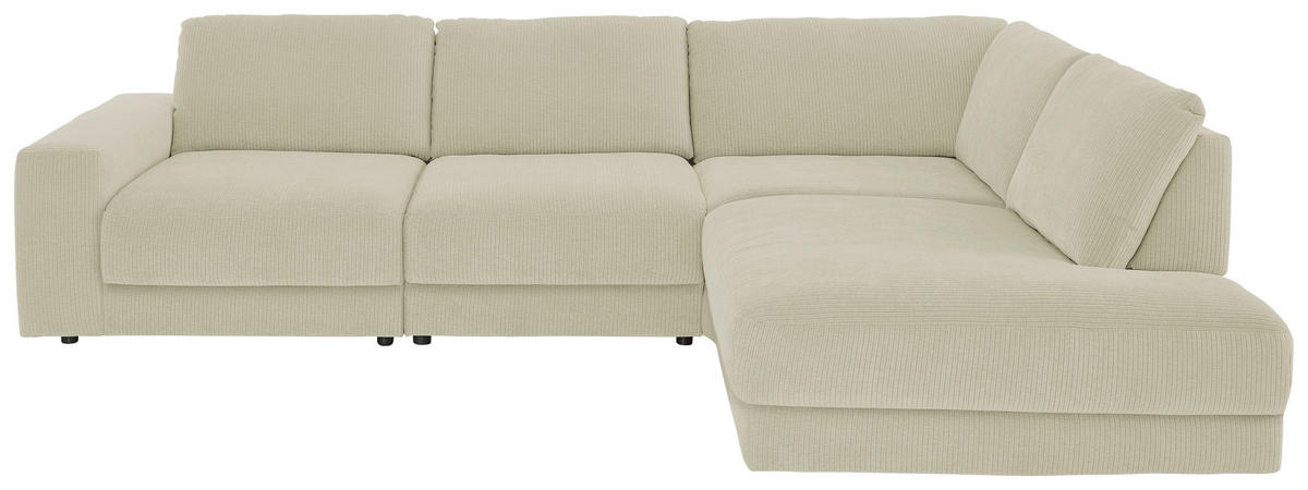 ECKSOFA in Chenille, Jacquard Sandfarben  - Sandfarben/Schwarz, Design, Kunststoff/Textil (316/242cm) - Niels Andersson