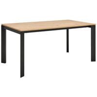 ESSTISCH Eiche Artisan rechteckig  ausziehbar  - Schwarz/Eiche Artisan, Design, Holzwerkstoff/Metall (160-250/90/75cm) - home24
