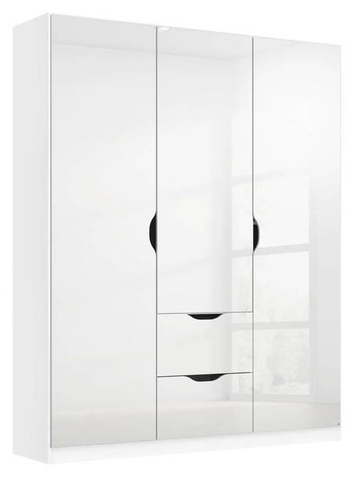KLEIDERSCHRANK 3-türig Weiß, Weiß Hochglanz  - Weiß Hochglanz/Weiß, KONVENTIONELL, Holzwerkstoff (136/197/54cm) - Xora