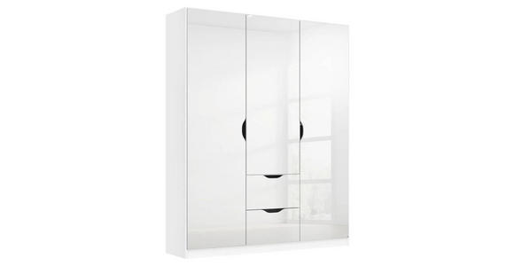 KLEIDERSCHRANK 3-türig Weiß, Weiß Hochglanz  - Weiß Hochglanz/Weiß, KONVENTIONELL, Holzwerkstoff (136/197/54cm) - Xora