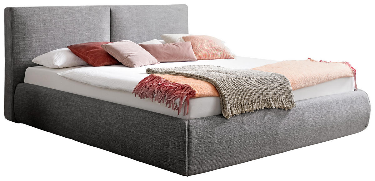 POLSTERBETT 180/200 cm  in Anthrazit  - Anthrazit/Naturfarben, Modern, Holz/Textil (180/200cm) - Livetastic