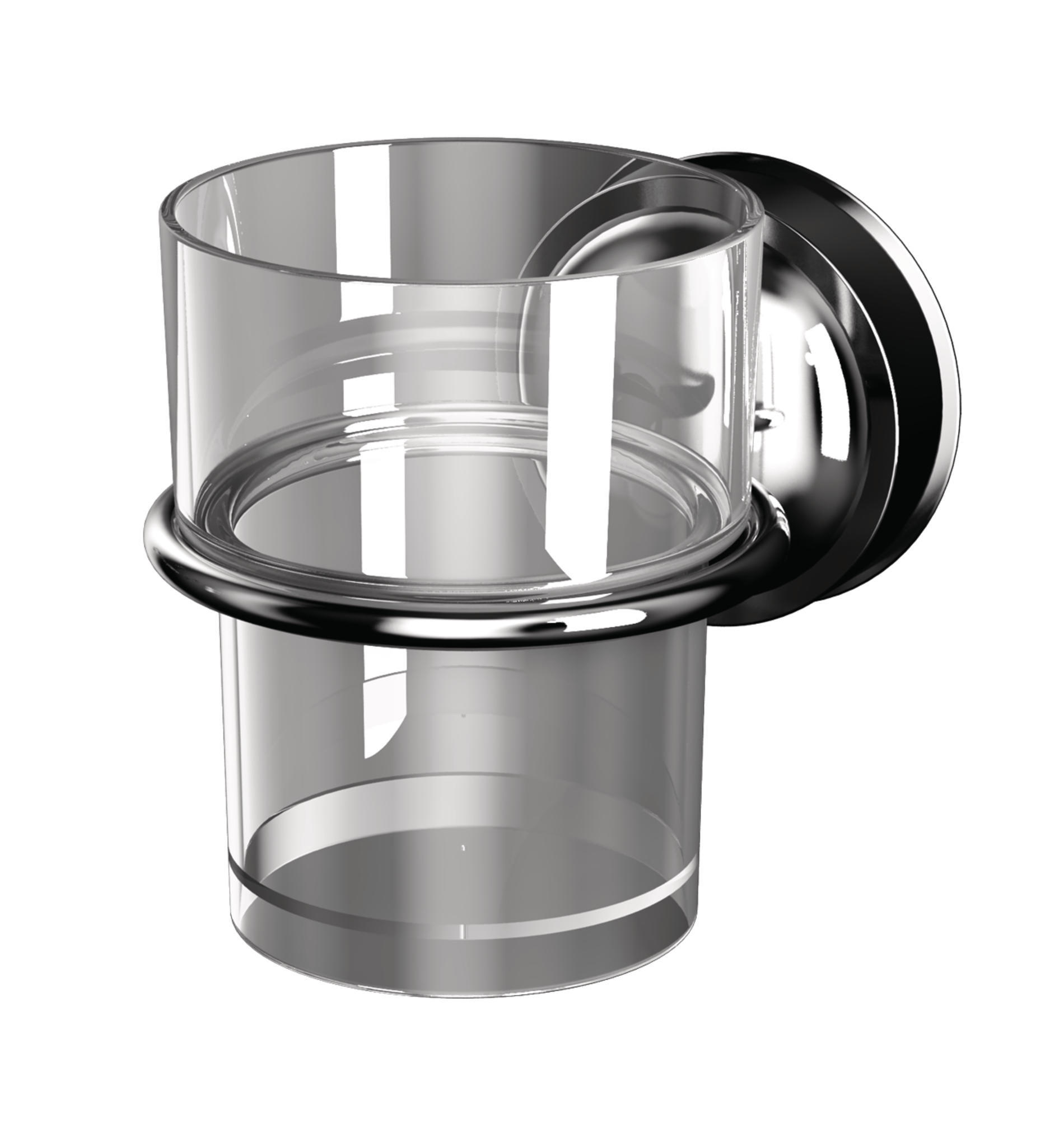 ZAHNPUTZBECHER Metall, Kunststoff  - Chromfarben/Transparent, Basics, Kunststoff/Metall (8/12,7/9,5cm) - Sadena