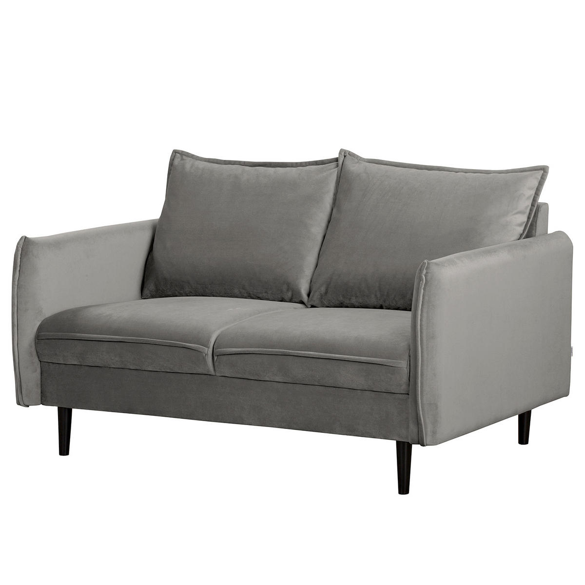 2-SITZER-SOFA JULI Samt Grau  - Schwarz/Grau, Design, Holz/Textil (138/86/100cm) - P & B