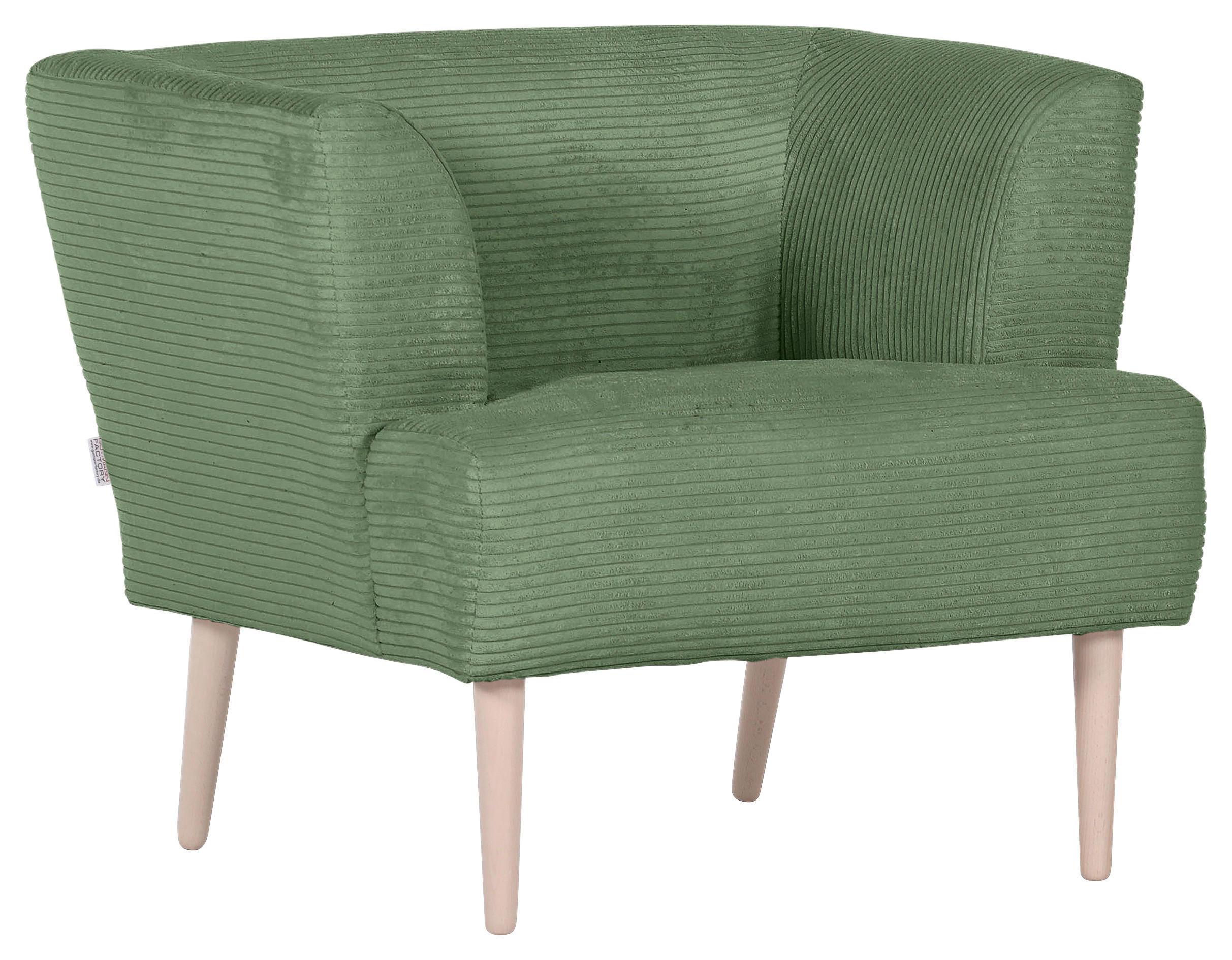 SESSEL in Cord Olivgrün  - Buchefarben/Olivgrün, Design, Holz/Textil (85/71/80cm) - Hom`in