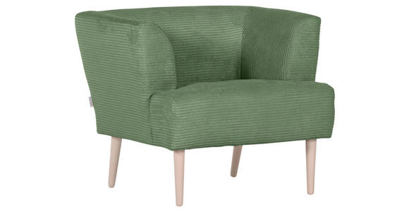 SESSEL in Cord Olivgrün  - Buchefarben/Olivgrün, Design, Holz/Textil (85/71/80cm) - Hom`in