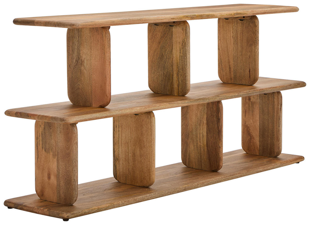 REGAL Mangoholz vollmassiv Naturfarben  - Naturfarben, Design, Holz (160/72/36cm) - Livetastic