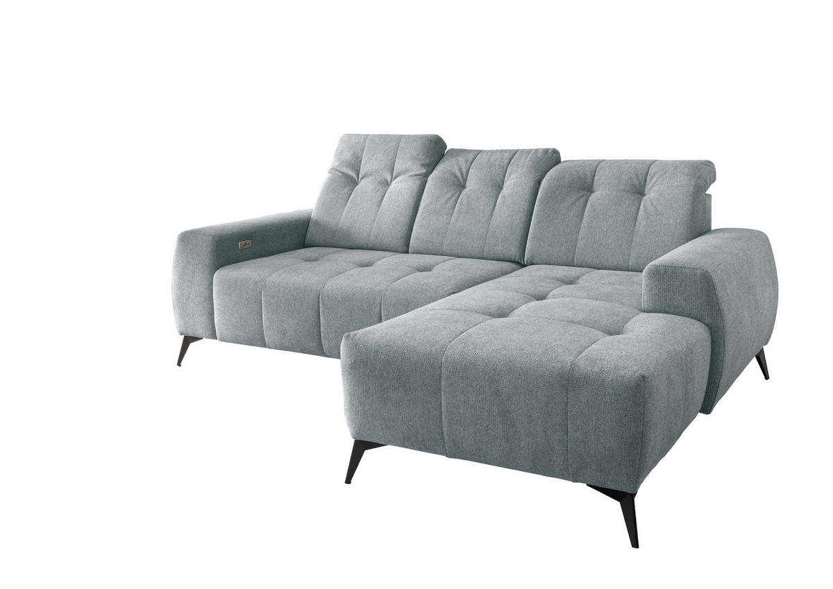 ECKSOFA in Chenille Mintgrün  - Schwarz/Mintgrün, Modern, Textil/Metall (258/180cm) - Livetastic