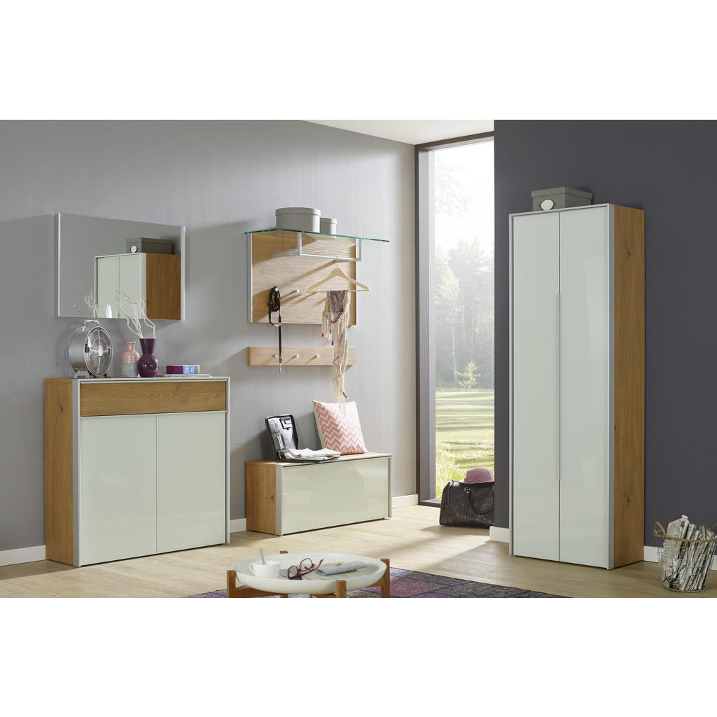 Thumbnail - Dieter Knoll Schuhschrank, Weiß, Eiche, Alu, Holzwerkstoff, Eiche, 2 Fächer, 1 Schubladen, 102x98x33.5 cm, Beimöbel erhä...