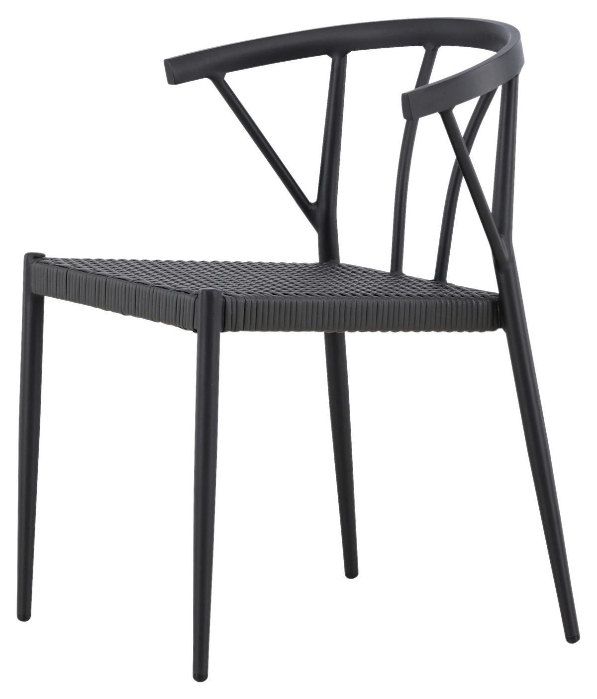 GARTENSTUHL-SET Aluminium Schwarz  - Schwarz, KONVENTIONELL, Kunststoff/Metall (47/79,5/49cm) - Gardenson