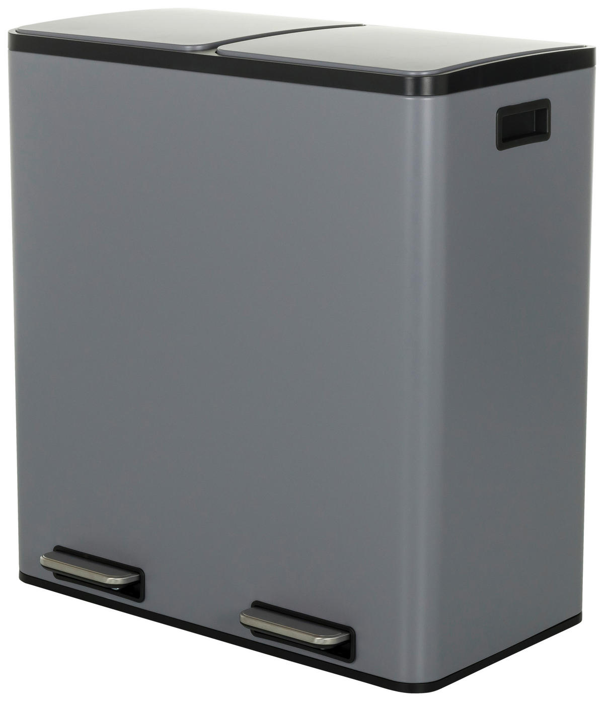 ABFALLSAMMLER 2x30 L  - Schwarz/Grau, MODERN, Kunststoff/Metall (58,5/62/32cm) - MID.YOU
