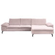 ECKSOFA in Struktur Altrosa  - Schwarz/Altrosa, Design, Textil/Metall (341/181cm) - Dieter Knoll