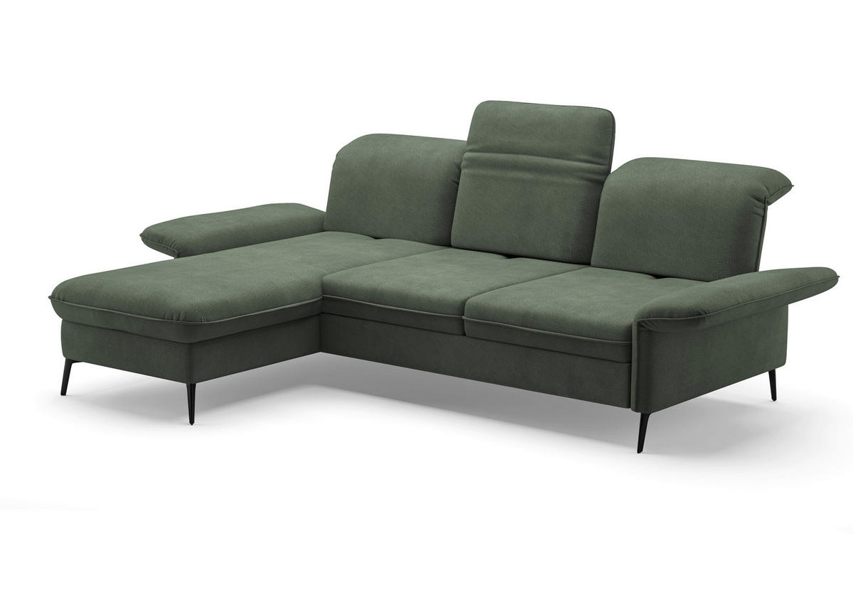 ECKSOFA in Flachgewebe Grün  - Schwarz/Grün, Konventionell, Textil/Metall (198/264cm) - Sit & More