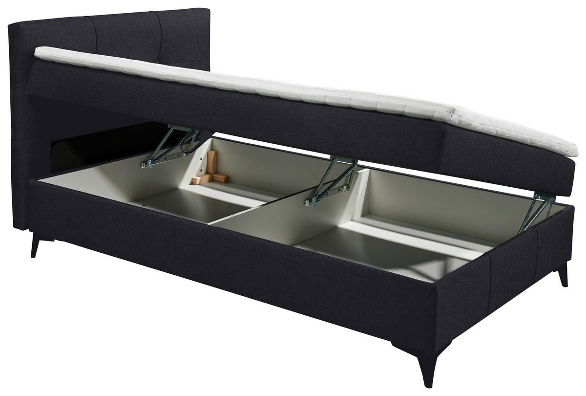 BOXBETT 120/200 cm  in Schwarz  - Schwarz, Basics, Holzwerkstoff/Textil (120/200cm) - Xora
