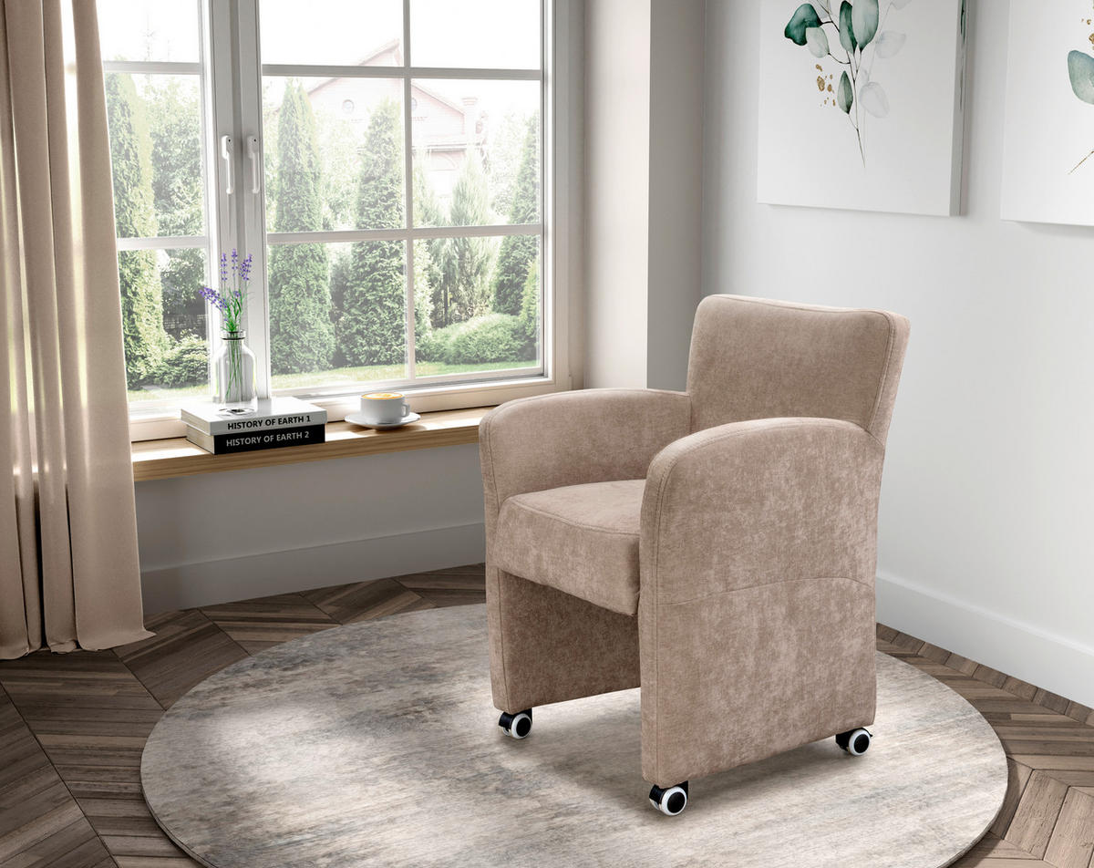 STOLICA S NASLONOM ZA RUKE  bež  drvo, tekstil, drvni materijal      - bež, Moderno, drvni materijal/drvo (65/85/66cm) - Livetastic