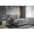 BOXBETT 160/200 cm,  in Grau, gepolstertes Kopfteil, Bettkasten, Topper, H3 = fest  - Chromfarben/Grau, Design, Holz/Holzwerkstoff (160/200cm) - Esposa