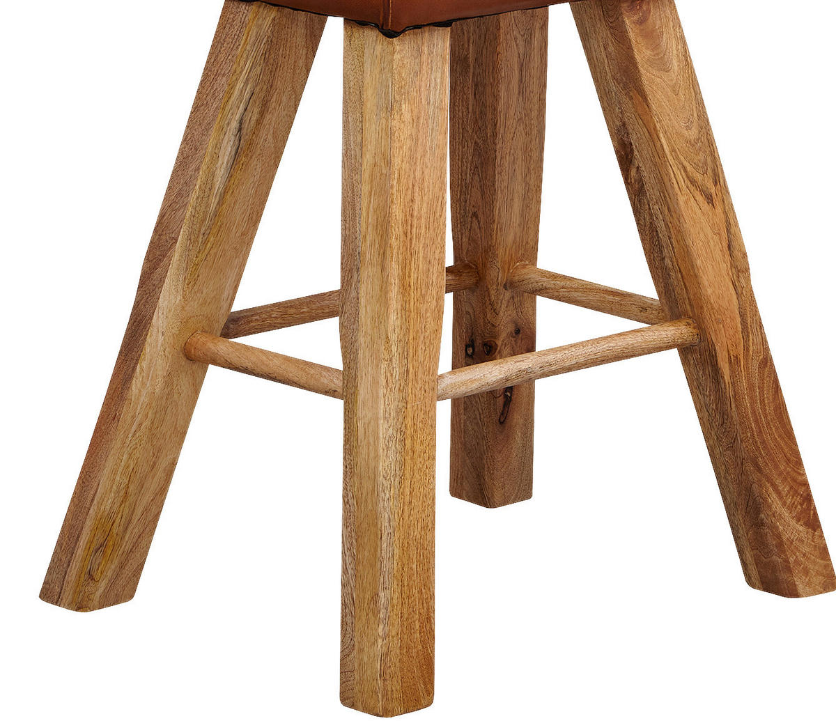 BARHOCKER in Leder Braun  - Braun, Natur, Leder/Holz (43/75/29,5cm) - MID.YOU