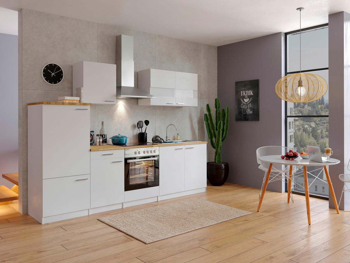 KÜCHENLEERBLOCK 270 cm   in Grau, Weiss  - Weiss/Silberfarben, Basics, Holzwerkstoff/Metall (270cm) - Respekta