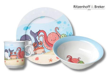 GYEREK ÉTKÉSZLET 3 részes  - színes, Konventionell, kerámia (20/20/11cm) - Ritzenhoff Breker