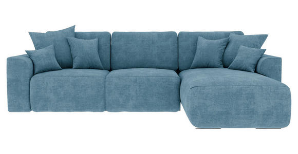 ECKSOFA Blau Samt  - Chromfarben/Blau, KONVENTIONELL, Kunststoff/Textil (293/195cm) - Carryhome