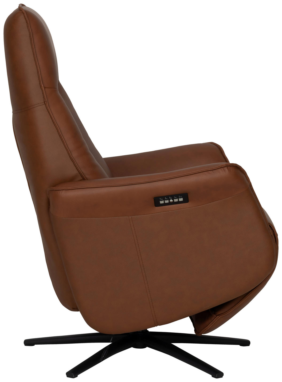 RELAXSESSEL Lederlook Echtleder    - Schwarz/Kupferfarben, Design, Leder/Holz (79/110/83cm) - Livetastic