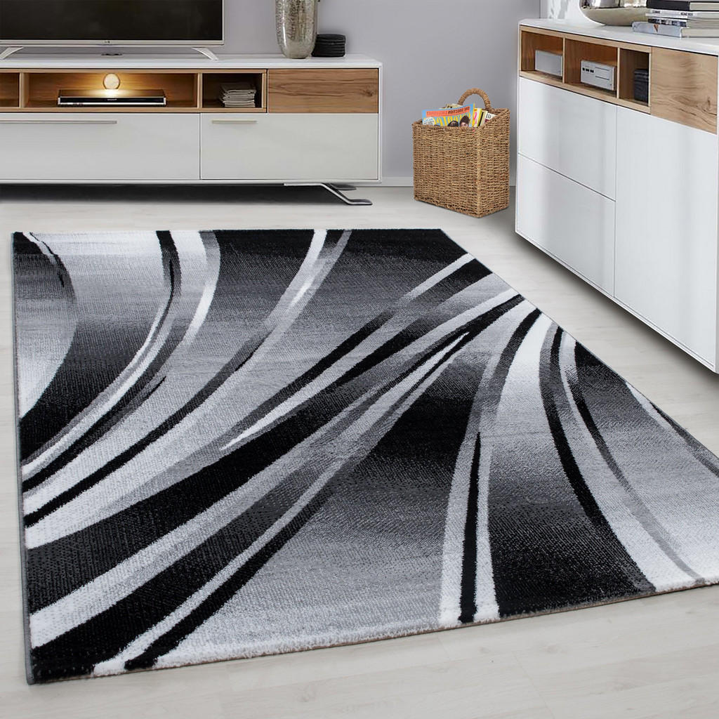 Thumbnail - Novel Webteppich Parma, Schwarz, Textil, Abstraktes, rechteckig, 160x230 cm, Oeko-Tex® Standard 100, für Fußbodenheizung...